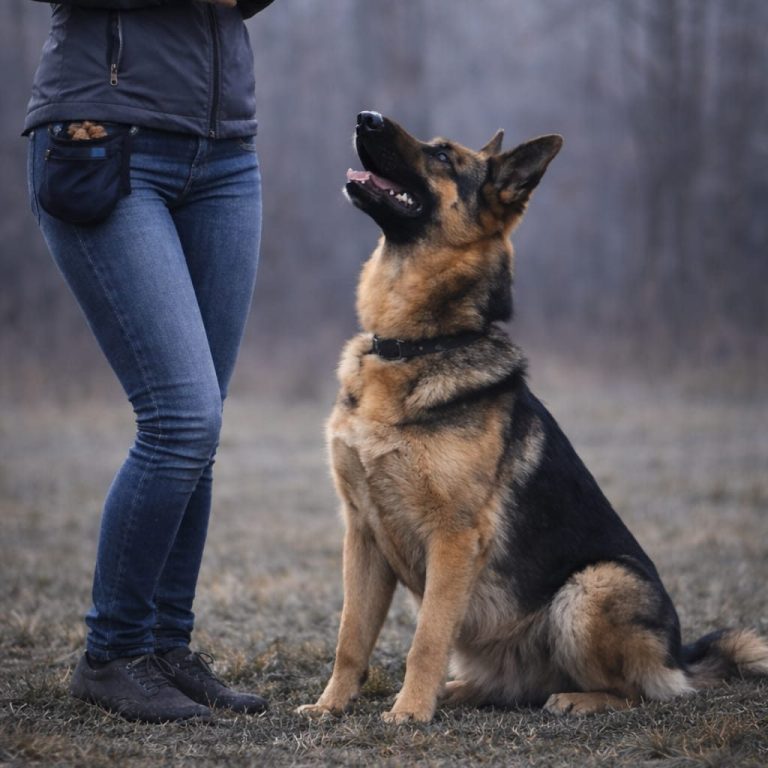 Verhaltensberatung und Einzeltraining Einzeltraining in der Hundeschule Lampertheim nähe Mannheim. Schäferhund mit Mensch erlernt Grunderziehun.